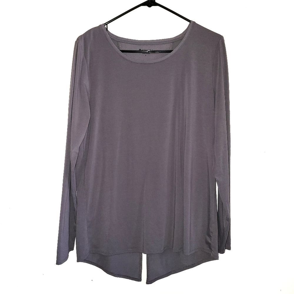 Athleta Essence Long Sleeve Semi Fit Top Flagstone Gray Tie Back Large